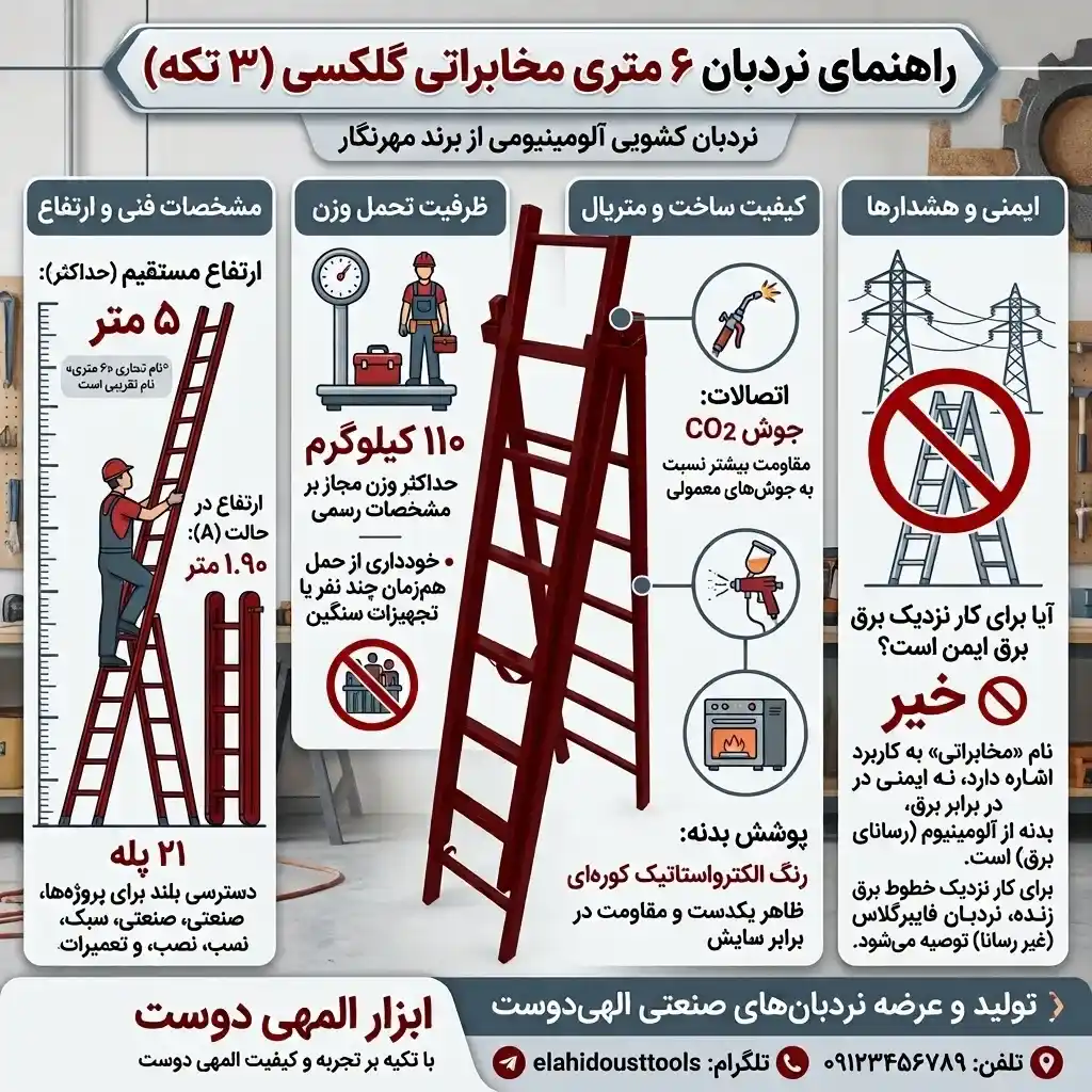 اینفوگرافیک اطلاعات نردبان 3 تکه 6 متری گلکسی