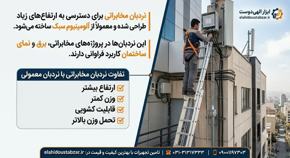 نمونه نردبان مخابراتی آلومینیومی کشویی