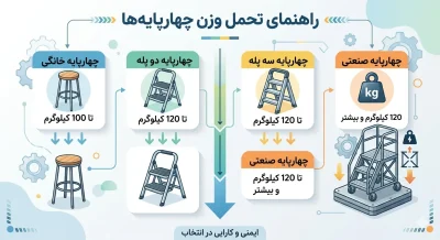 اینفوگرافیک میزان تحمل وزن چهارپایه فلزی